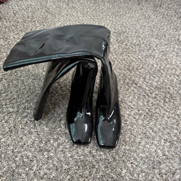 J. Crew Boots Round Heel Tall Patent Leather Size 7.5 Square Toe New - Picture 5 of 7